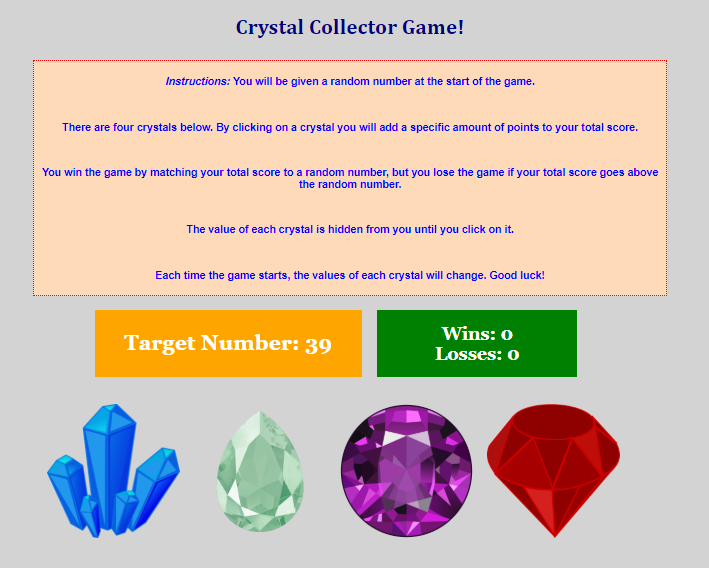 Crystal Collector Game