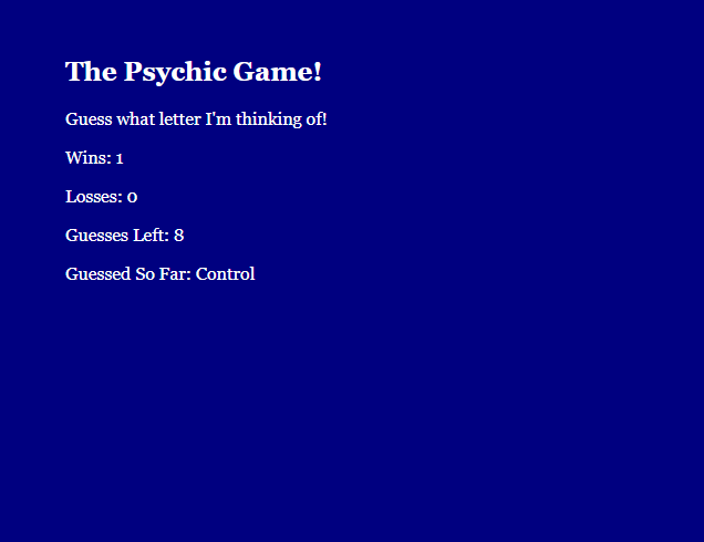 Psychic Letter Guess Game!