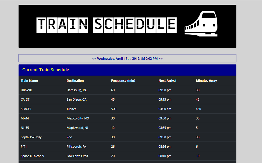 Train Schedule